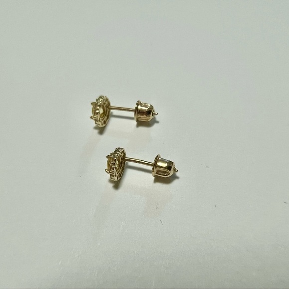 14K Earrings Yellow Topaz Earrings CZ Stud Earrings tiny gold earrings - Picture 7 of 9